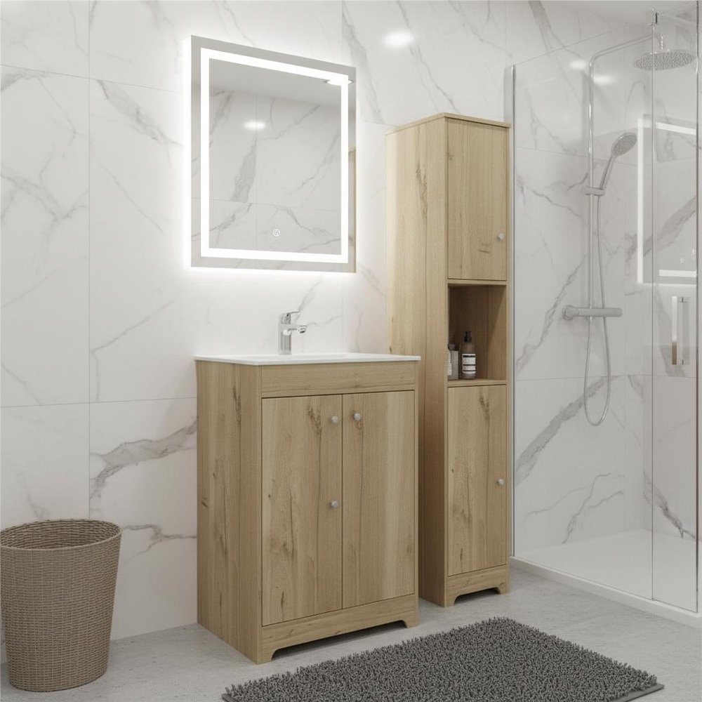 14" Natural Wood Double Door Linen Cabinet — view 5