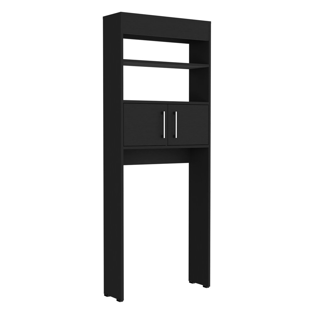 25" Black Wood Recessed Double Door Over-the-Toilet Storage — view 1