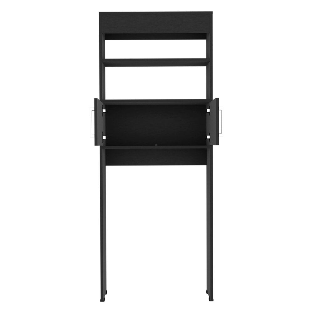 25" Black Wood Recessed Double Door Over-the-Toilet Storage — view 2