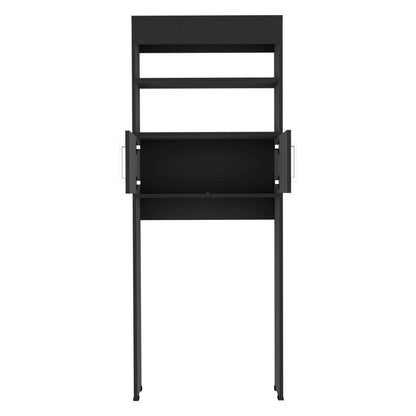 25" Black Wood Recessed Double Door Over-the-Toilet Storage