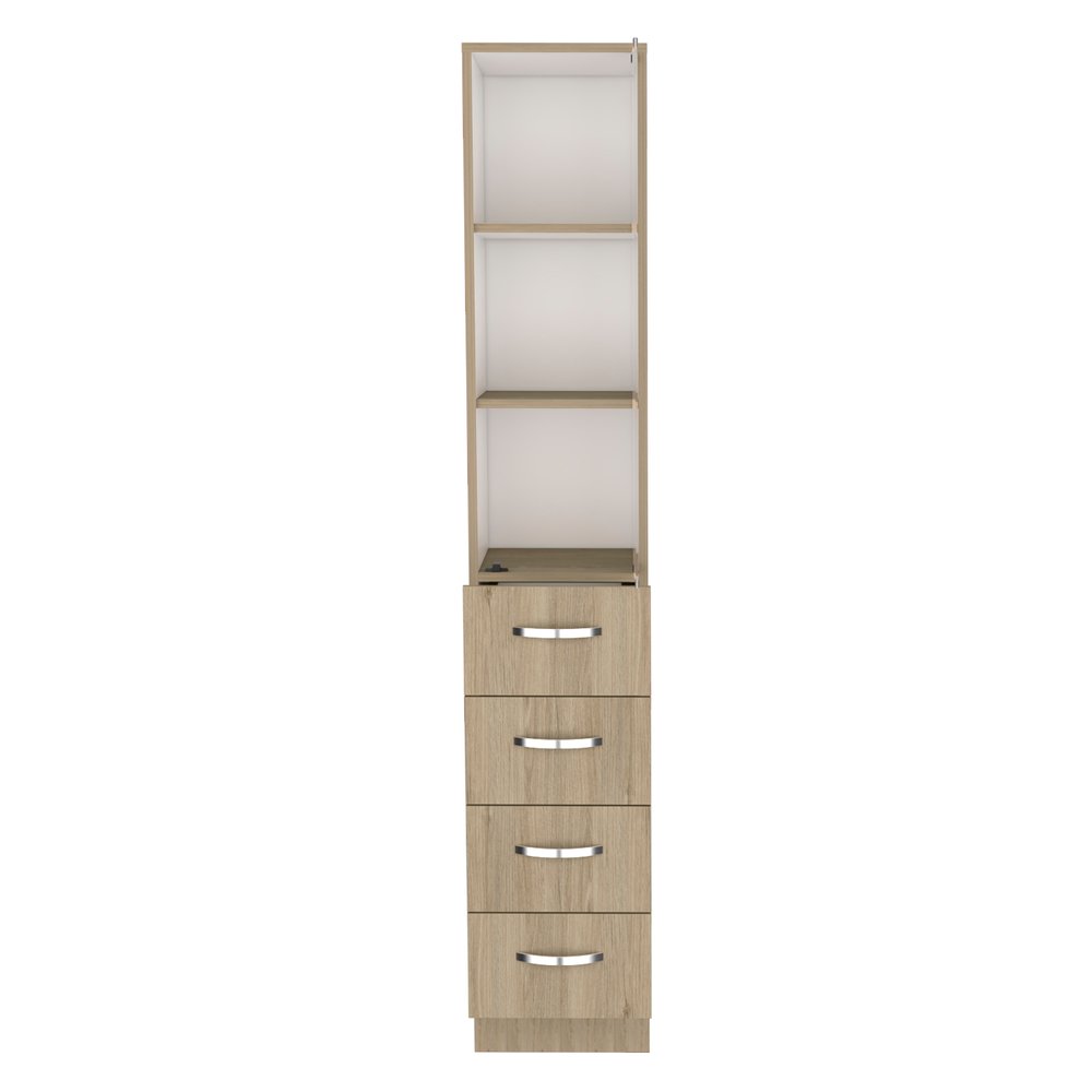 12" Natural Wood Linen Cabinet — view 1