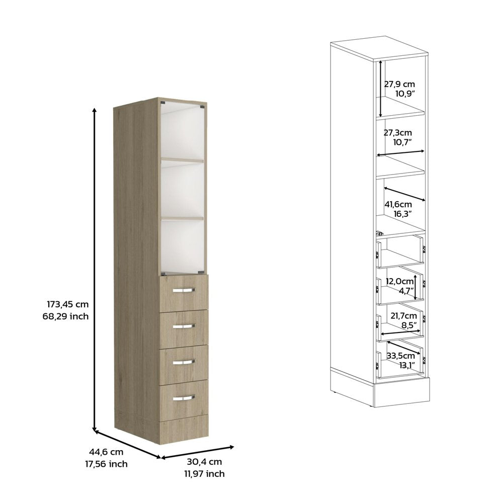 12" Natural Wood Linen Cabinet — view 3