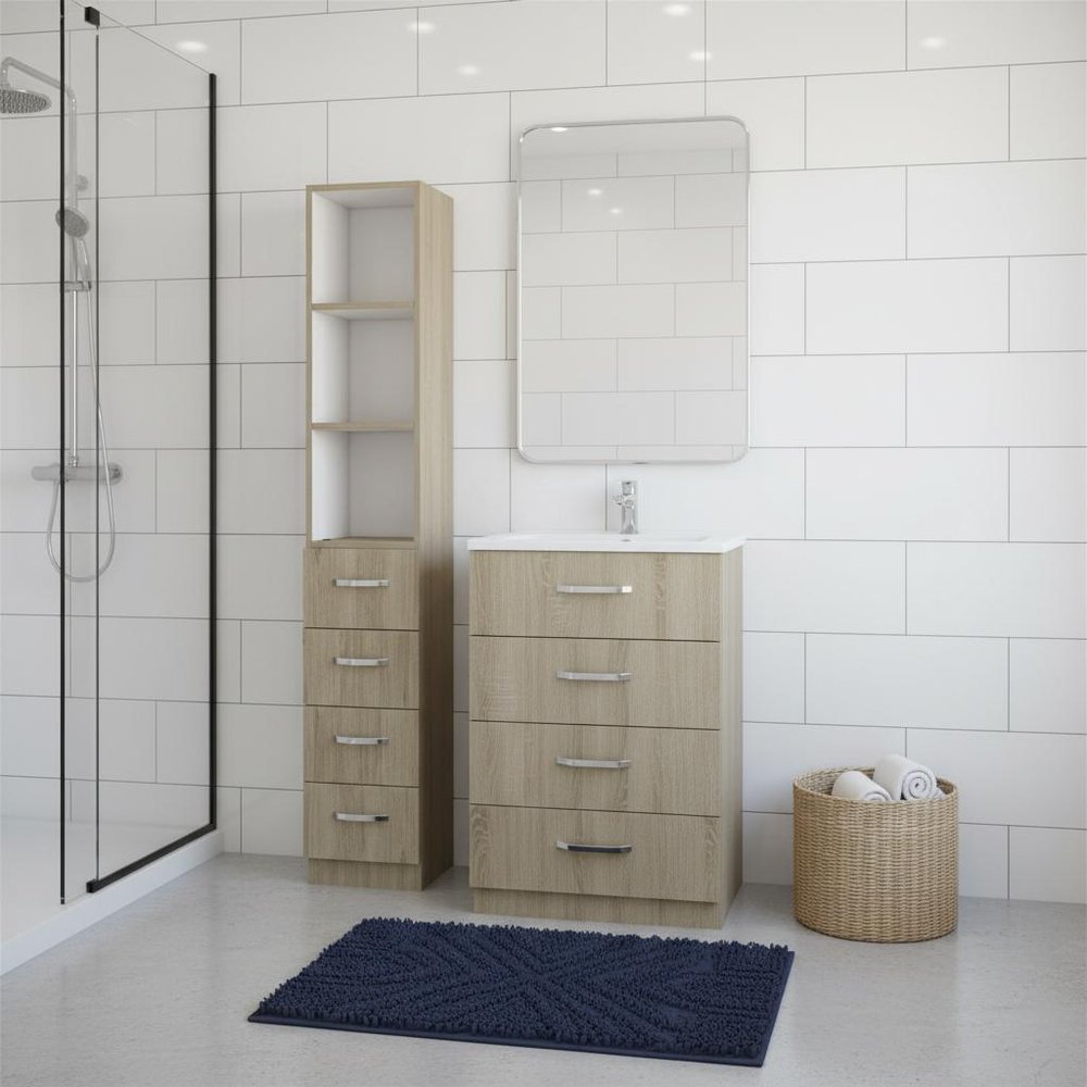 12" Natural Wood Linen Cabinet — view 4