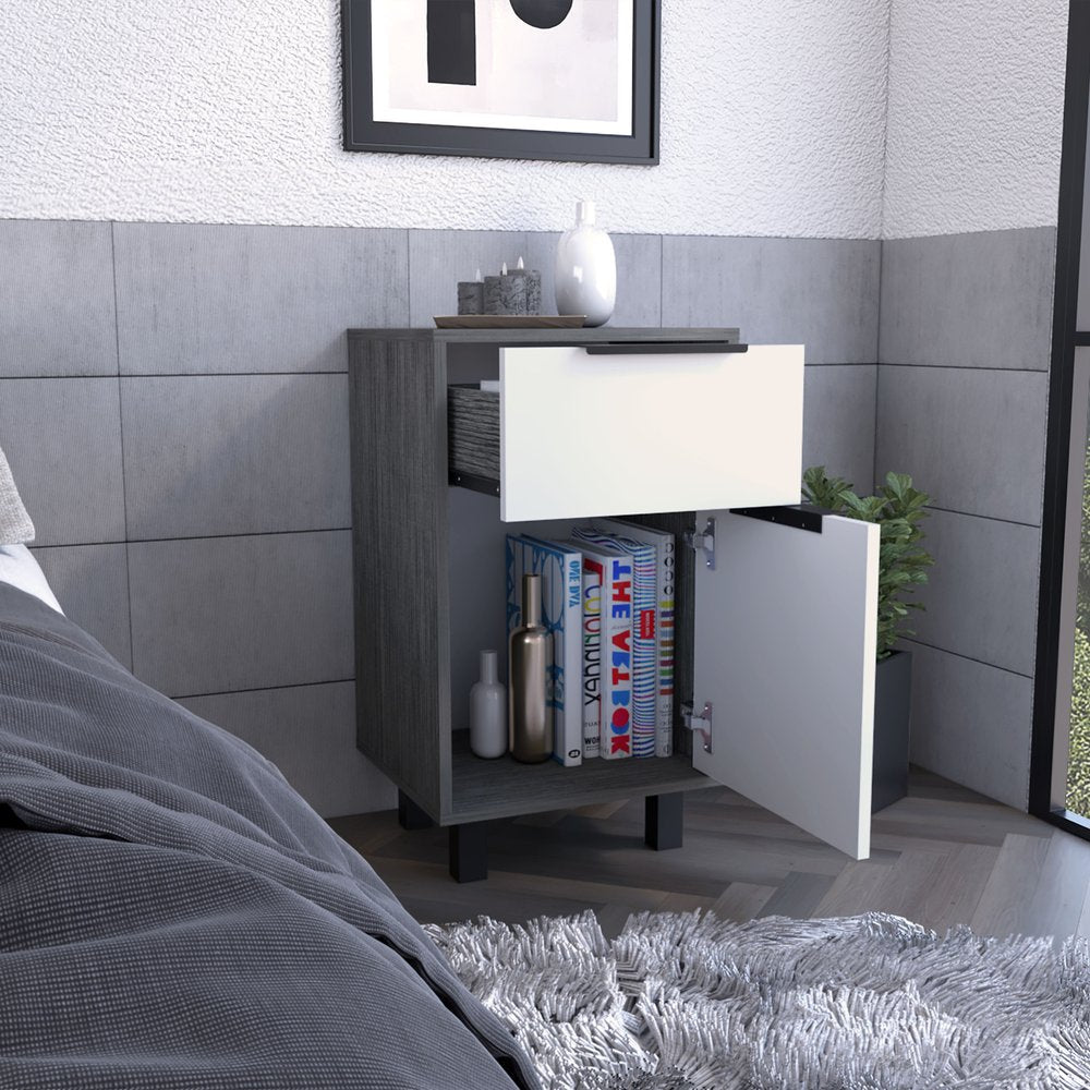 28" Gray Wood One Drawer Nightstand HomeRoots