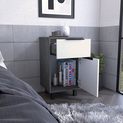 28" Gray Wood One Drawer Nightstand HomeRoots
