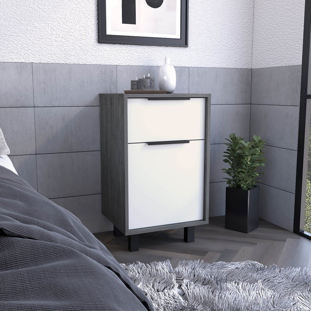 28" Gray Wood One Drawer Nightstand HomeRoots