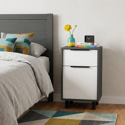 28" Gray Wood One Drawer Nightstand HomeRoots