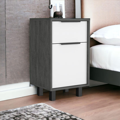 28" Gray One Drawer Faux Wood Nightstand With Storage - FurniFindUSA