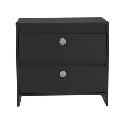 22" Black Two Drawer Faux Wood Nightstand - FurniFindUSA