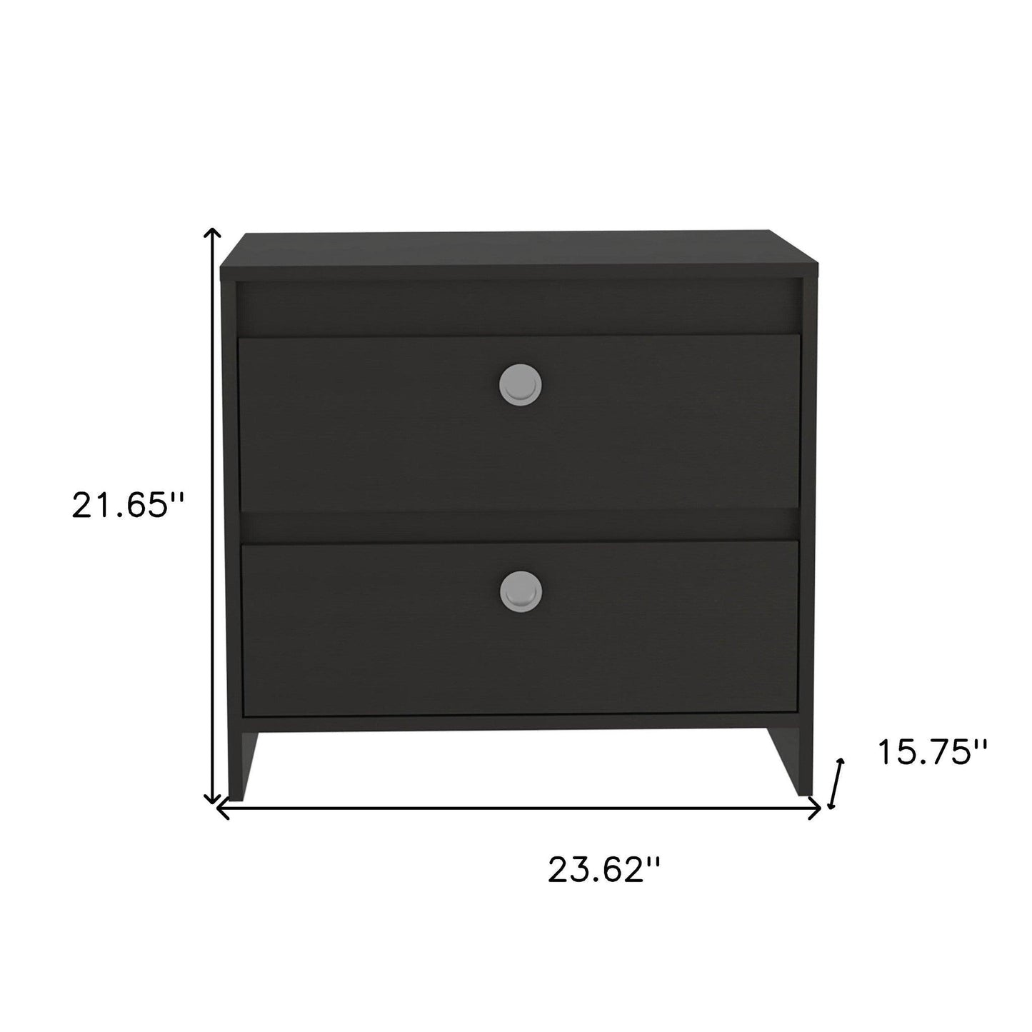 22" Black Two Drawer Faux Wood Nightstand - FurniFindUSA