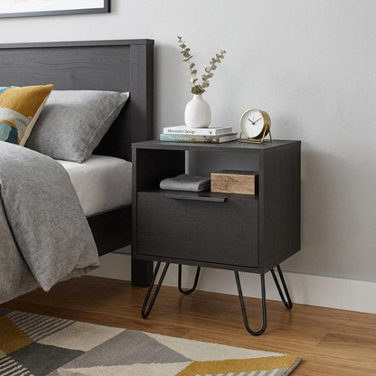 22" Black Wood Nightstand HomeRoots
