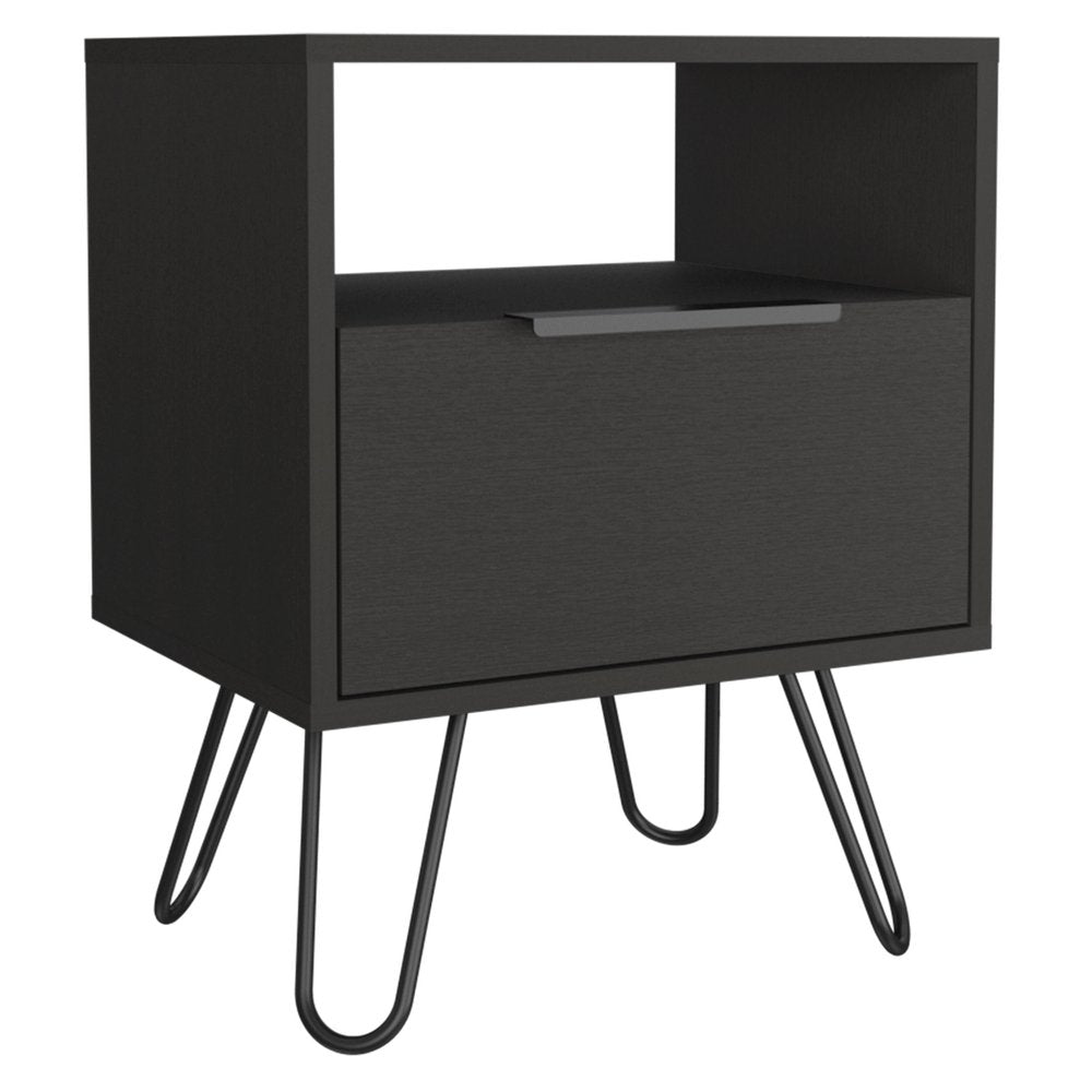 22" Black Wood Nightstand HomeRoots