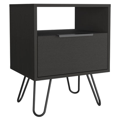 22" Black Wood Nightstand HomeRoots
