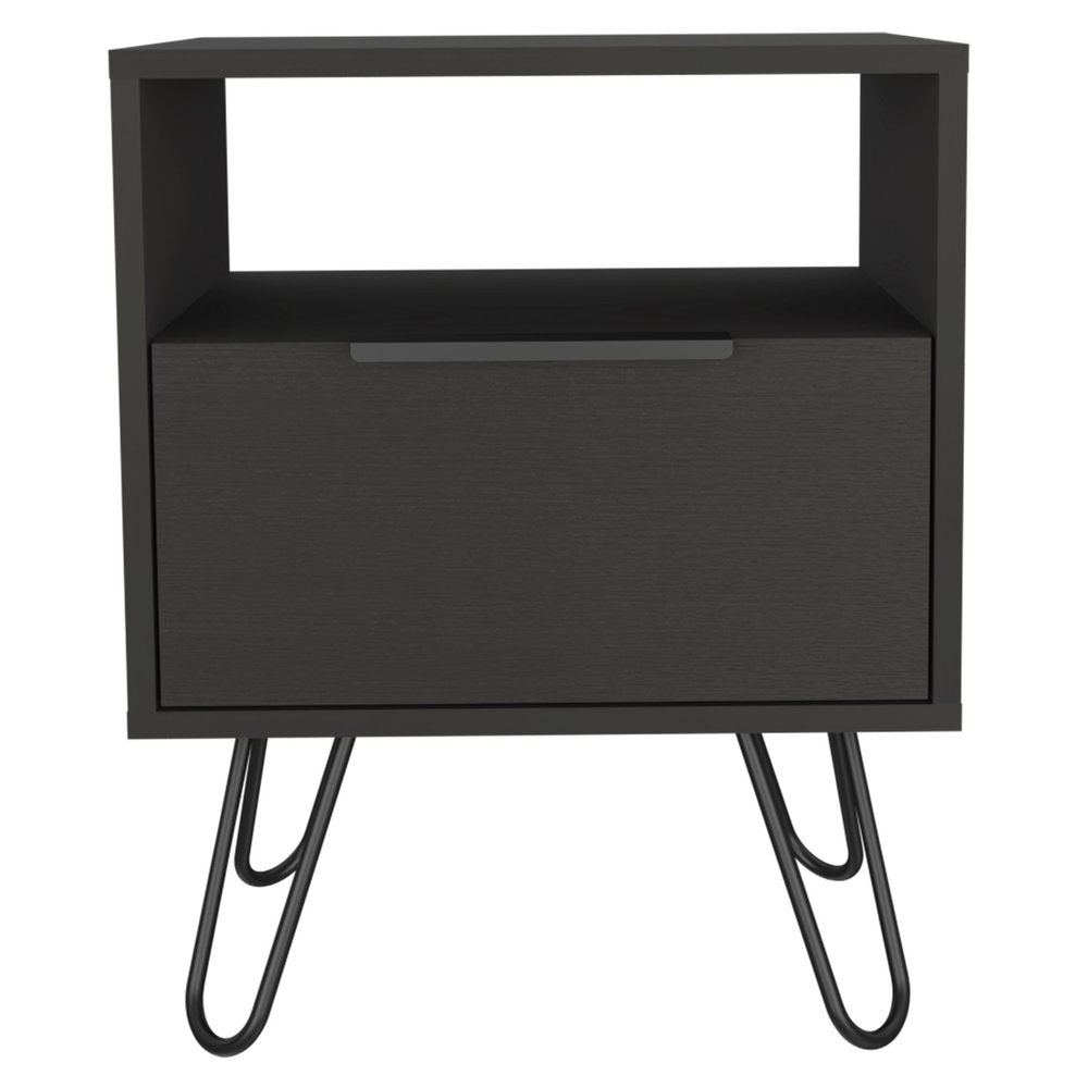 22" Black Wood Nightstand HomeRoots