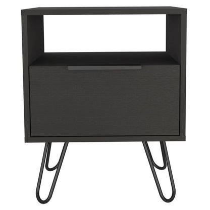 22" Black Wood Nightstand HomeRoots