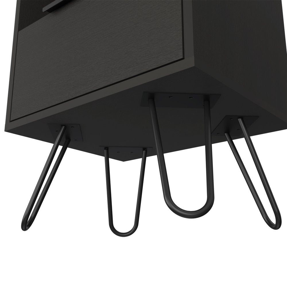 22" Black Wood Nightstand HomeRoots