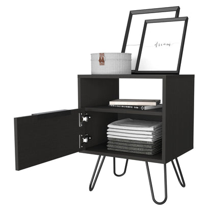 22" Black Wood Nightstand HomeRoots