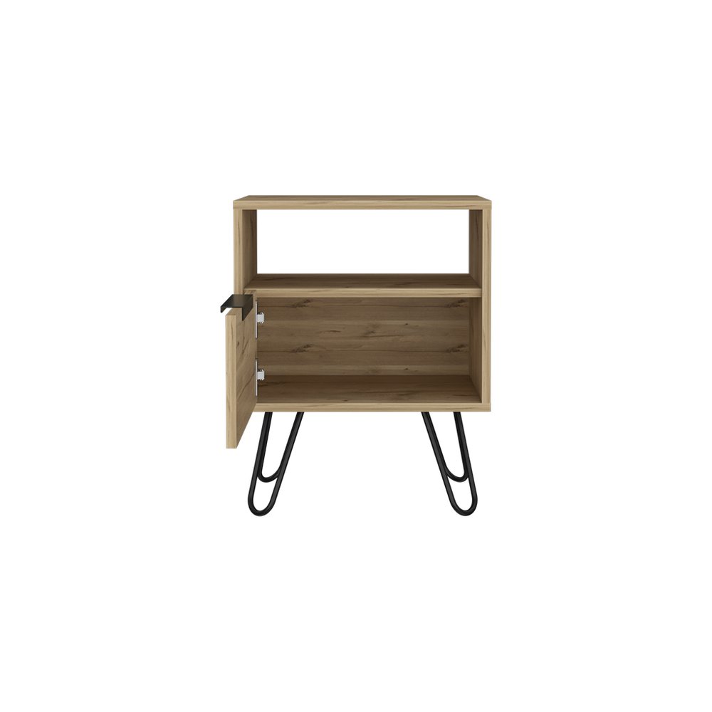 22" Beige Wood Nightstand HomeRoots