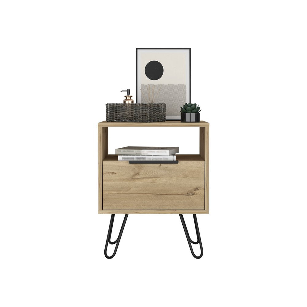 22" Beige Wood Nightstand HomeRoots