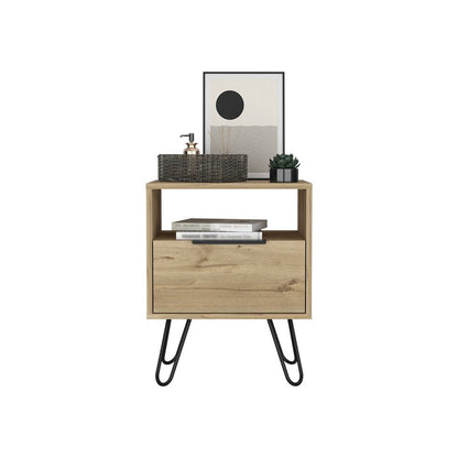 22" Beige Wood Nightstand HomeRoots