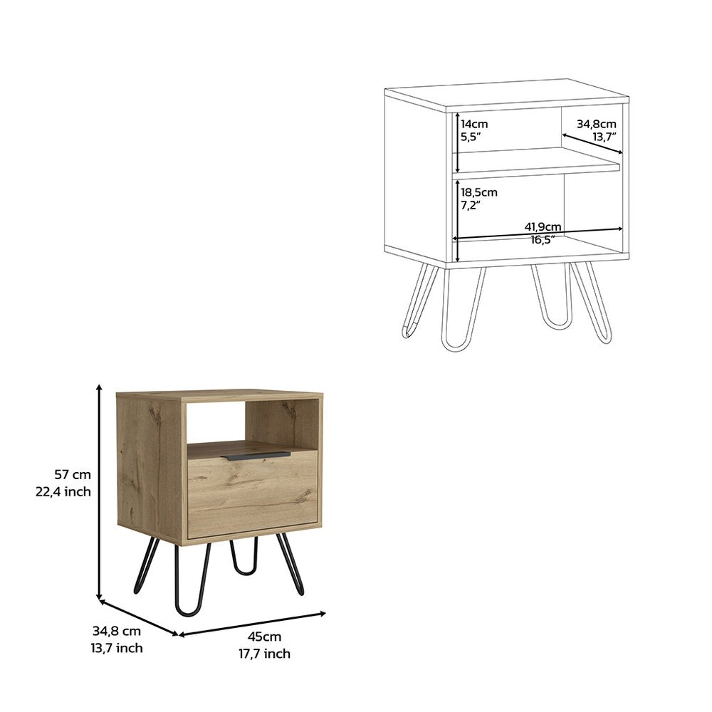 22" Beige Wood Nightstand HomeRoots