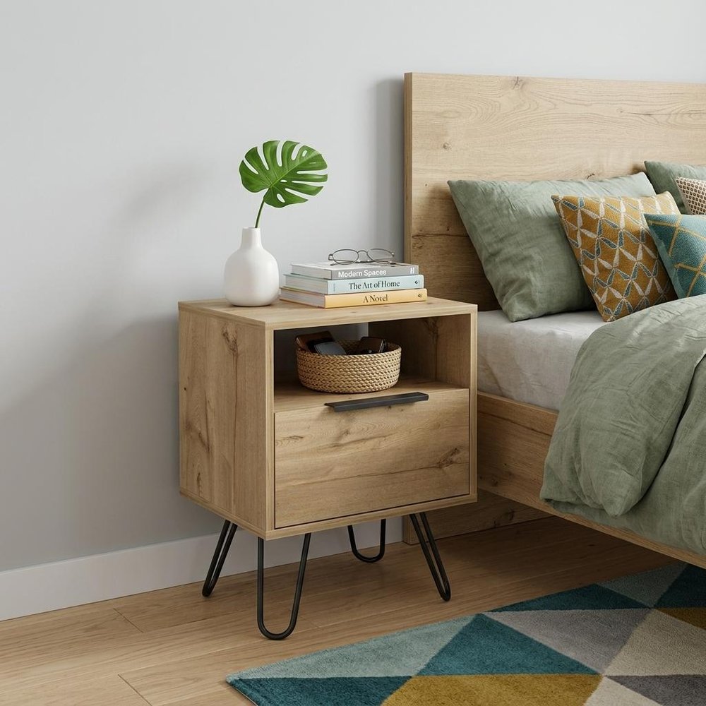 22" Beige Wood Nightstand HomeRoots