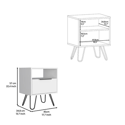 22" White Faux Wood Nightstand With Storage