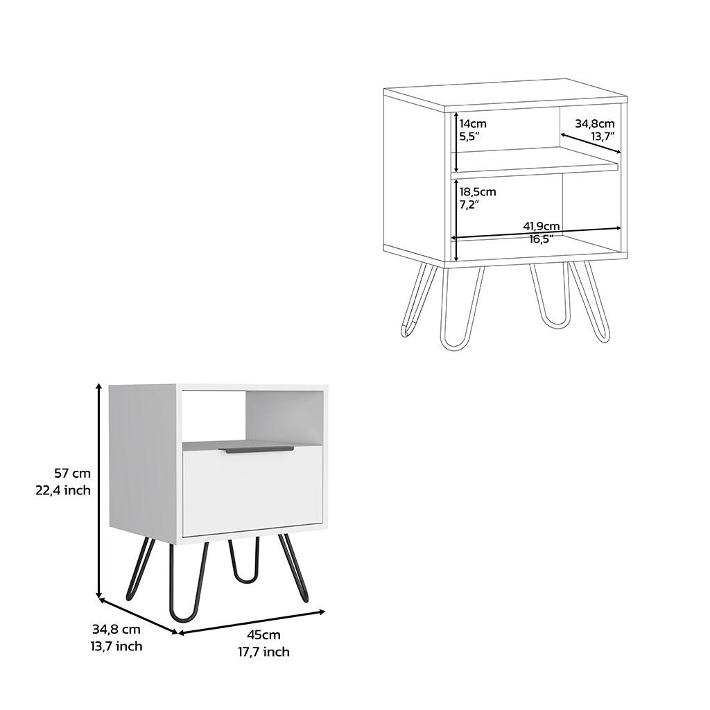 22" White Faux Wood Nightstand With Storage - FurniFindUSA