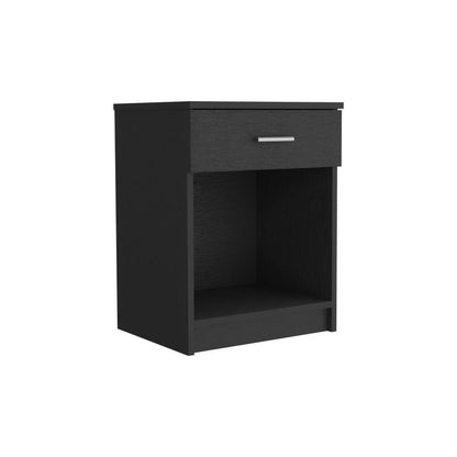 22" Black One Drawer Faux Wood Nightstand - FurniFindUSA