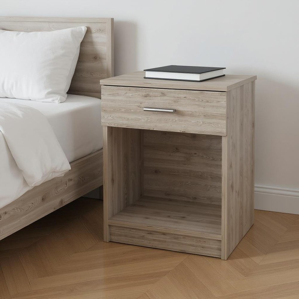 22" Gray Wood One Drawer Nightstand HomeRoots