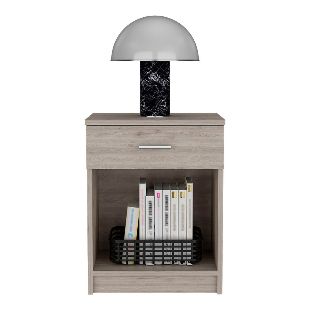 22" Gray Wood One Drawer Nightstand HomeRoots