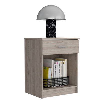22" Gray Wood One Drawer Nightstand HomeRoots