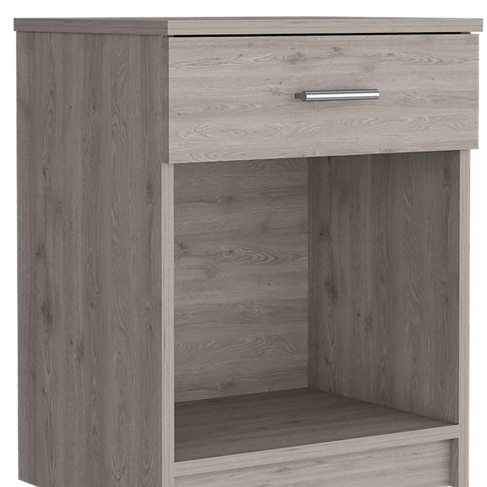 22" Gray Wood One Drawer Nightstand HomeRoots