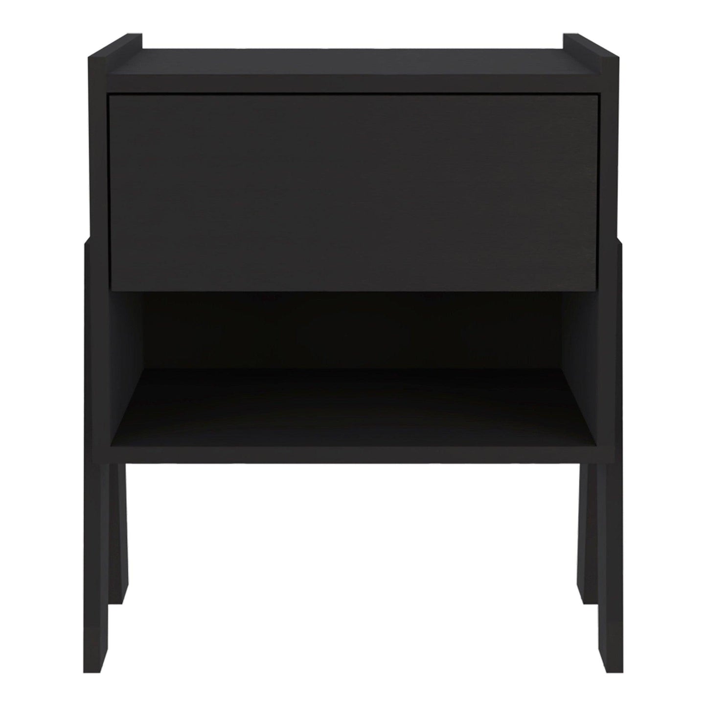 22" Black One Drawer Faux Wood Nightstand - FurniFindUSA