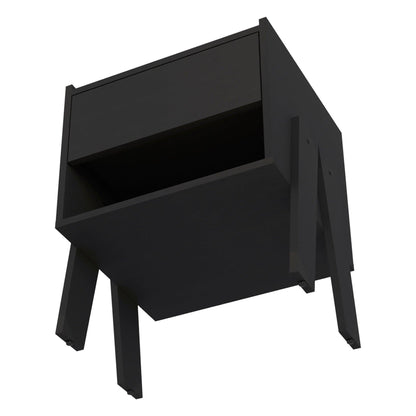 22" Black One Drawer Faux Wood Nightstand - FurniFindUSA