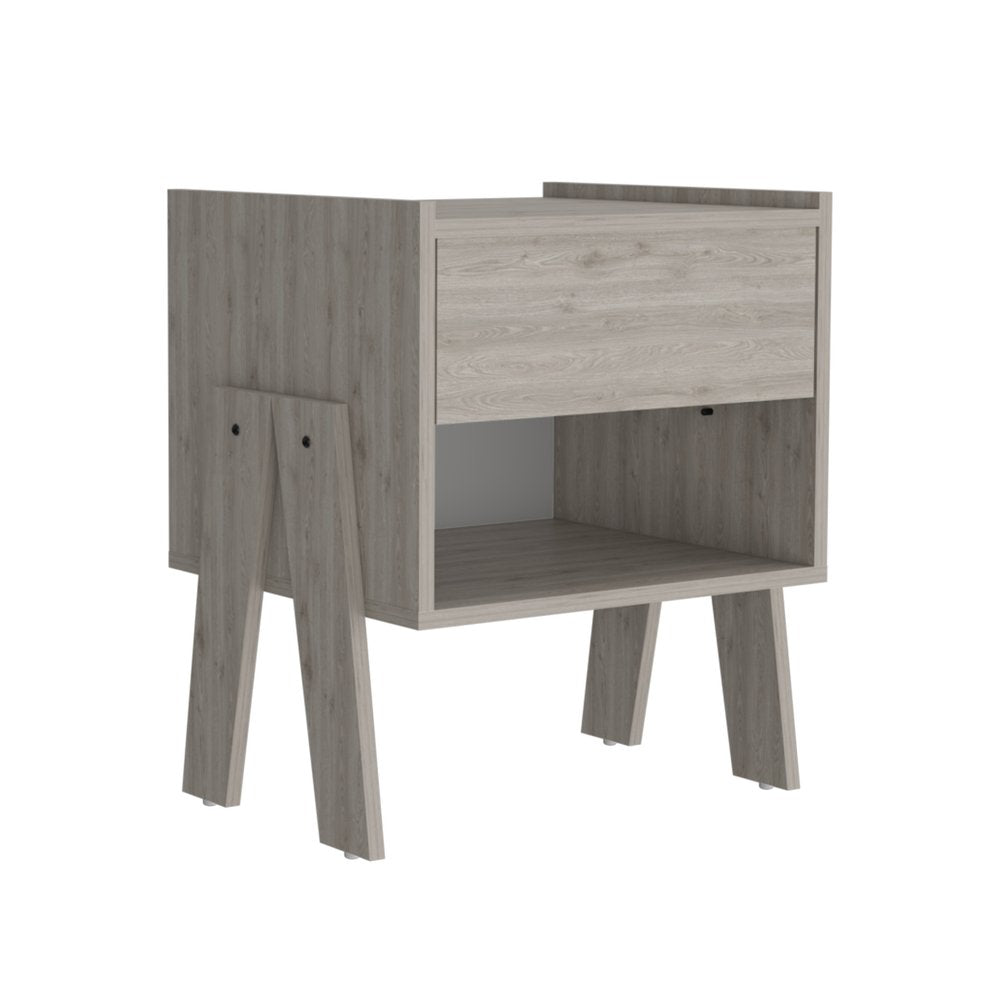 22" Gray Wood One Drawer Nightstand HomeRoots