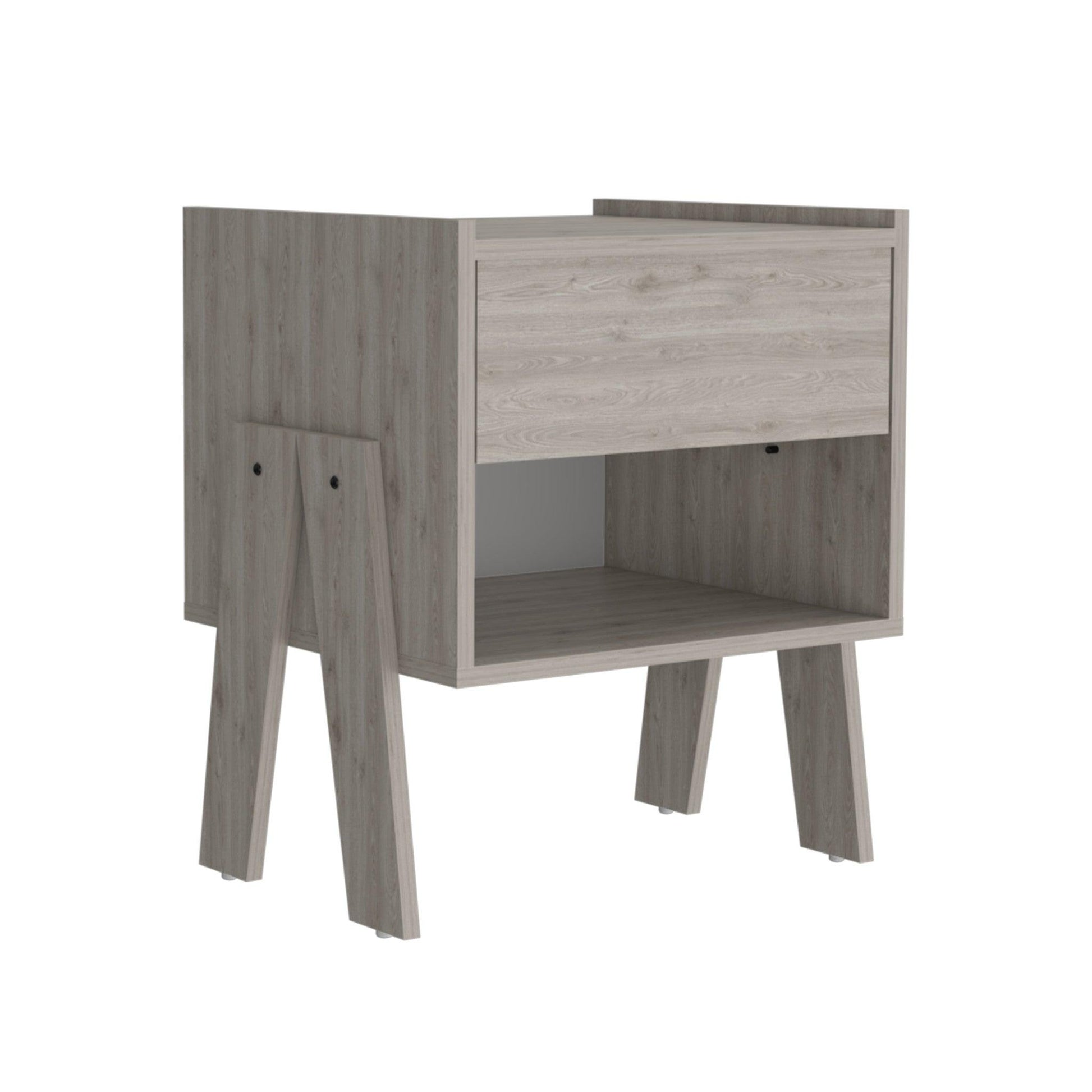 22" Gray One Drawer Faux Wood Nightstand - FurniFindUSA