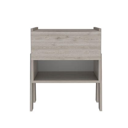 22" Gray One Drawer Faux Wood Nightstand