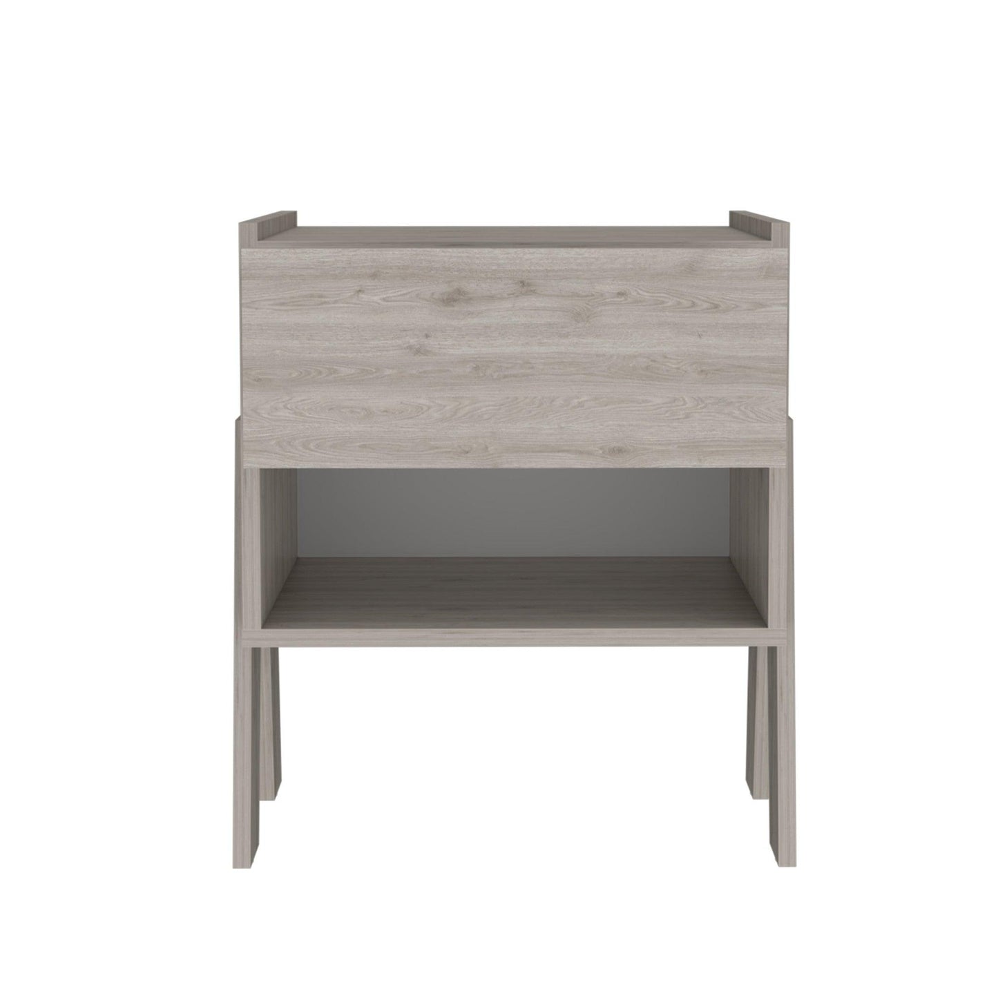 22" Gray One Drawer Faux Wood Nightstand - FurniFindUSA