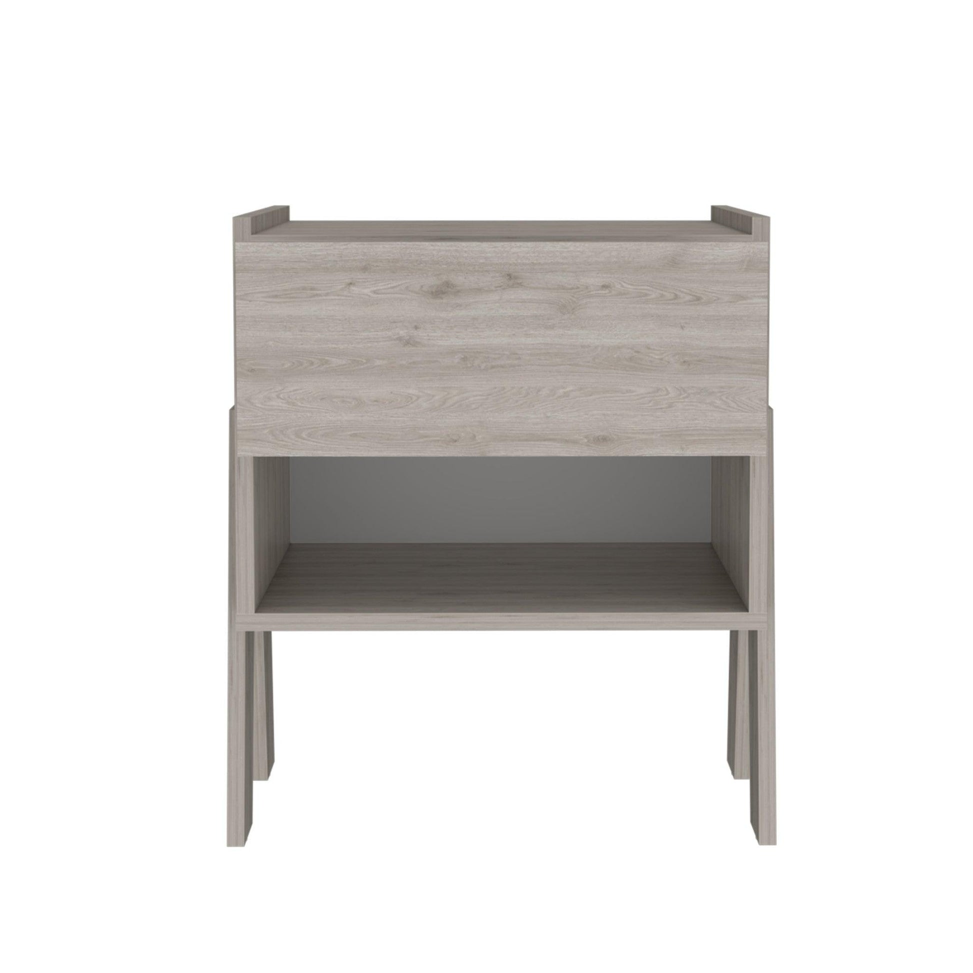 22" Gray One Drawer Faux Wood Nightstand - FurniFindUSA