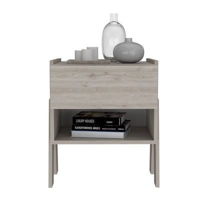 22" Gray Wood One Drawer Nightstand HomeRoots