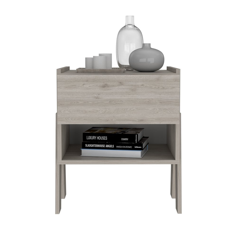 22" Gray Wood One Drawer Nightstand HomeRoots