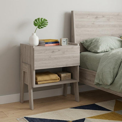 22" Gray Wood One Drawer Nightstand HomeRoots