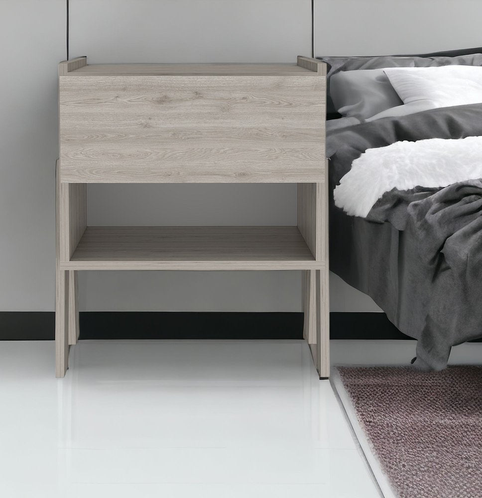 22" Gray Wood One Drawer Nightstand HomeRoots