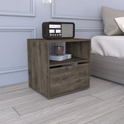 21" Brown Faux Wood Nightstand With Storage - FurniFindUSA