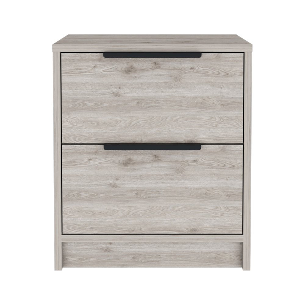 19" Gray Wood Two Drawer Nightstand HomeRoots