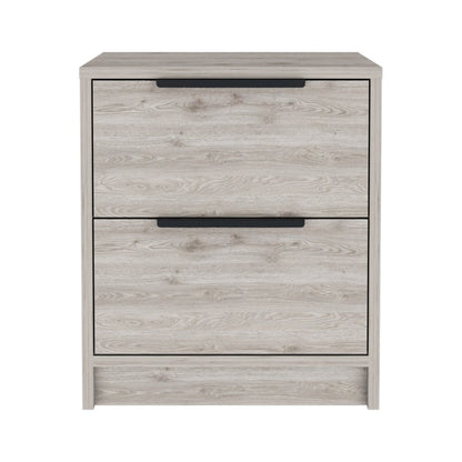19" Gray Wood Two Drawer Nightstand HomeRoots