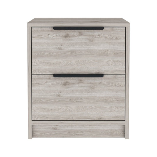 19" Gray Wood Two Drawer Nightstand HomeRoots