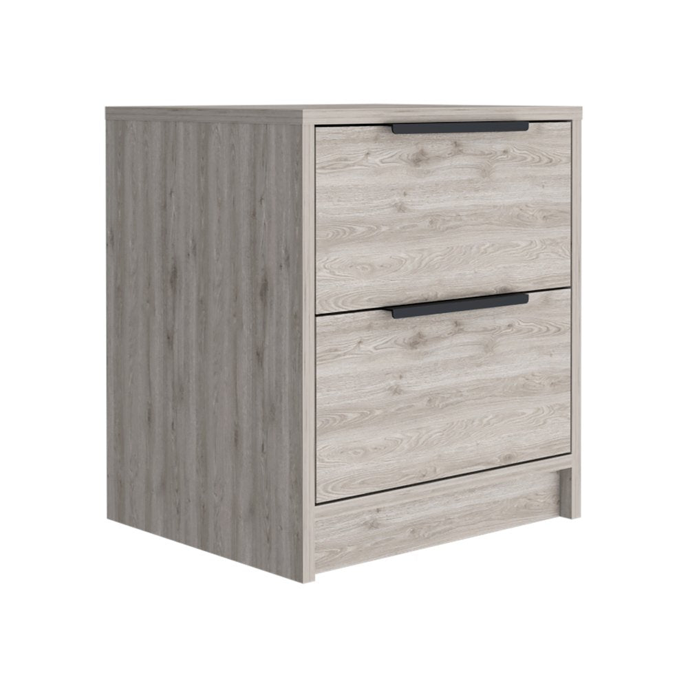 19" Gray Wood Two Drawer Nightstand HomeRoots
