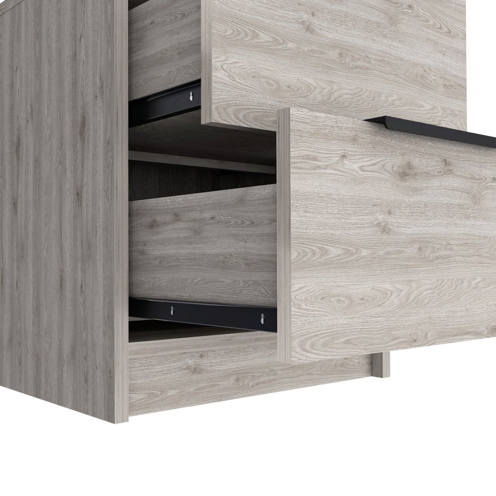19" Gray Wood Two Drawer Nightstand HomeRoots